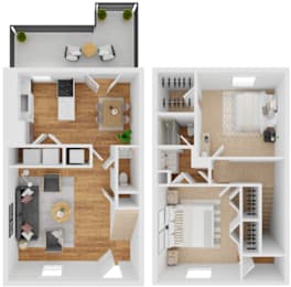 B1 Floor Plan at The Garden District Apartments, Germantown, TN 38138