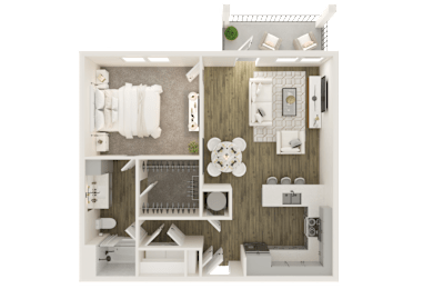 1 bed 1 bath B at Grays Creek Apartments, Tennessee