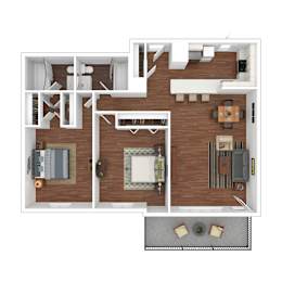 B2 Floor Plan at Iris Luxury Apartments, Memphis, 38105