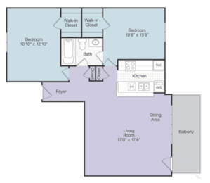 B3 Floor Plan at Iris Luxury Apartments, Memphis, TN 38105