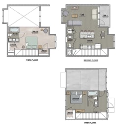 2 Bedroom 2 Bath E Floor Plan at The Jamestown Apartment Flats, Richmond, VA