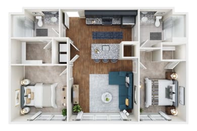 1 bedroom 1 bath B at Lakeland Town Square Apartments, Lakeland, Tennessee