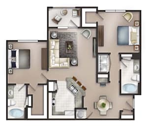 Belvedere Floor Plan at Lakeside Villas Apartments, Hampton, 30228