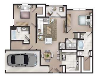 Belvedere Garage Floor Plan at Lakeside Villas Apartments, Hampton, Georgia