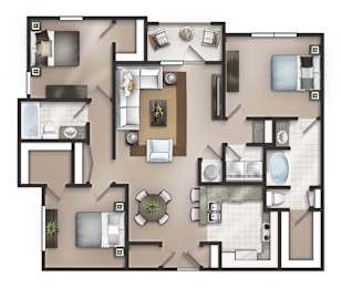Dartmouth Floor Plan at Lakeside Villas Apartments, Hampton