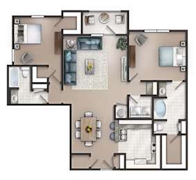 Franklin Floor Plan at Lakeside Villas Apartments, Hampton, GA