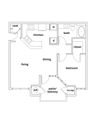 Orchid floor plan 1 bedroom 1 bathroom 755 square feet apartment  at Lincoln at Wolfchase, Tennessee, 38016