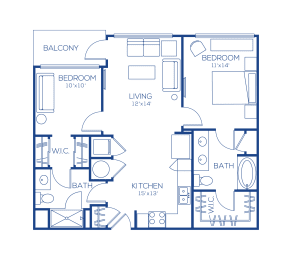 b1 Floor plan 2 bedroom 2 bathroom 988 square  at Maitland City Centre, Florida, 32751