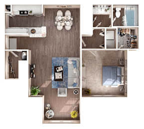 1 Bed 1 Bath Floorplan at Manchester at Mansell, Georgia