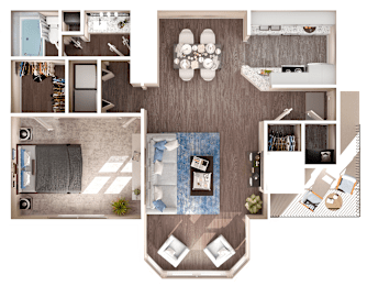 1 Bed 1 Bath Floorplan A at Manchester at Mansell, Georgia ,30076