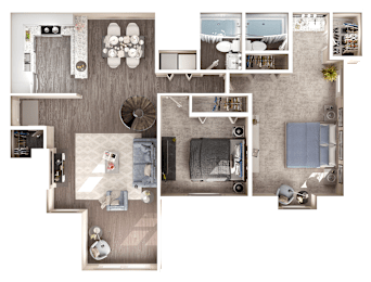 2 Bed 2 Bath Floorplan A at Manchester at Mansell, Roswell, GA