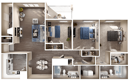3 Bed 2 Bath Floorplan B at Manchester at Mansell, Roswell, GA