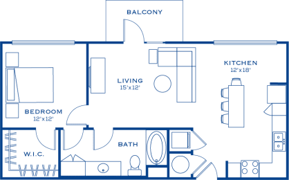 A4 1 bedroom 1 bathroom Floor Plan at Maitland City Centre, Florida