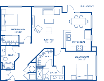 B6 2 bedroom 2 bathroom Floor Plan at Maitland City Centre, Maitland