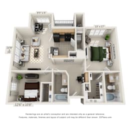 2 bed 2 bath D at Henley at Mirror Lake Apartments, Georgia