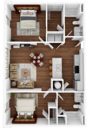 1 bedroom 2 bath A at Lakeland Town Square Apartments, Tennessee