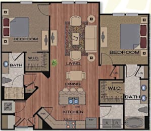 2 bed 2 bath A at Park Place Oviedo Apartments, Oviedo, FL, 32765