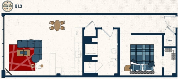 B1.3 Floor Plan at Conwood Flats, Tennessee, 38107