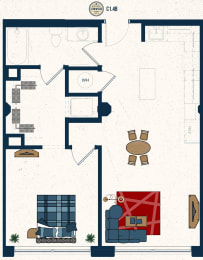C1.4B Floor Plan at Conwood Flats, Tennessee, 38107