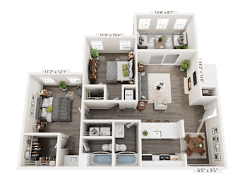 2 Bed 2 Bath Floorplan at Station Heights, Alpharetta, GA