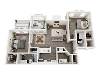 2 Bed 2 Bath Floorplan C at Station Heights, Alpharetta, 30022