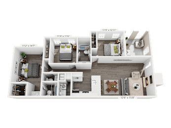 3 Bed 2 Bath Floorplan B at Station Heights, Alpharetta
