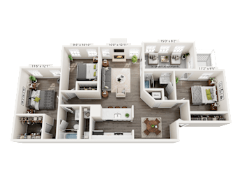 3 Bed 2 Bath Floorplan A at Station Heights, Alpharetta Georgia
