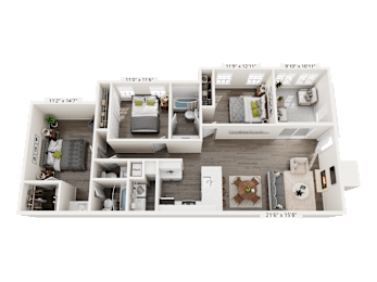 3 Bed 2 Bath Floorplan at Station Heights, Alpharetta