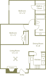 Arbor Glen floor plan 1 bedroom 1 bathroom at Stewarts Ferry, Nashville