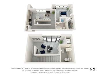 1H -Live Work Floor Plan at The Baxly, Savannah, GA, 31401