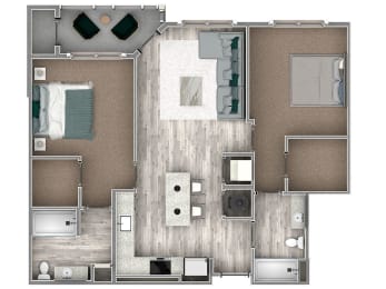 B1 Floor plan 2 bed 2 bath at The Beck at Hidden River, Tampa, 33637