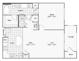 A9 one bed one bath 812 sq ft at The Haven, Atlanta