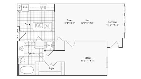 1 bed 1 bath D at The Hendrix, Atlanta, GA, 30329