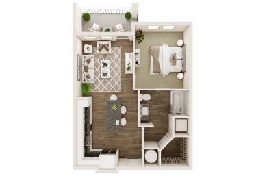 1 bedroom 1 bathroom floor plan at The Livano Kemah, Kemah, 77565