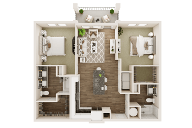 2 bedroom 2 bathroom floor plan at The Livano Kemah, Texas