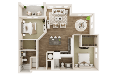 2 bedroom 2 bathroom floor plan A at The Livano Kemah, Texas, 77565
