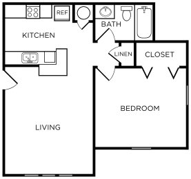 1A floorplan, 1 bed 1 bath at Westbury Mews, Summerville, 29485
