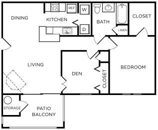 1C floorplan, 1 bed 1 bath at Westbury Mews, Summerville, SC