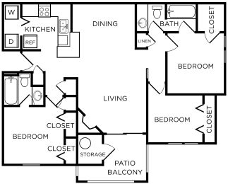 3A Floorplan 3 bed 2 bath at Westbury Mews, Summerville, SC