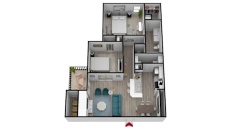 Two bedroom floor plan at Wood Terrace Apartments, Georgia, 30340