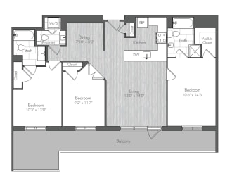 3 Bedroom, 2.5 Bathroom 1,311sq ft