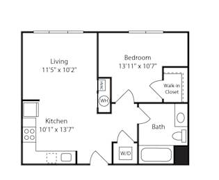 Floor Plan 1 Bed/1 Bath-A21