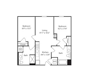  Floor Plan 2 Bed/2 Bath-B19