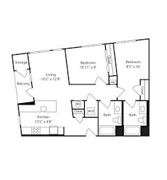  Floor Plan 2 Bed/2 Bath-B14