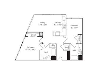  Floor Plan 2 Bed/2 Bath-B36