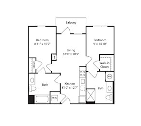  Floor Plan 2 Bed/2 Bath-B23
