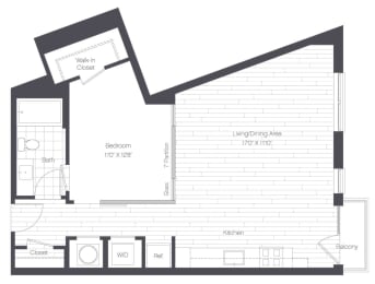  Floor Plan 1 Bed/1 Bath-1K