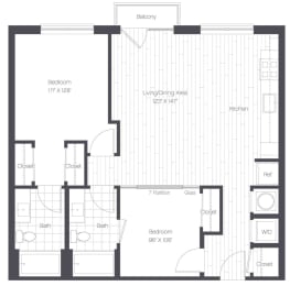  Floor Plan 2 Bed/2 Bath-2A