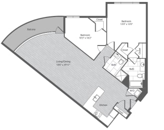  Floor Plan 2 Bed 2 Bath - B9