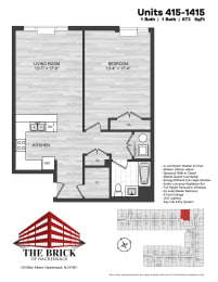  Floor Plan 1 Bed/1 Bath-873